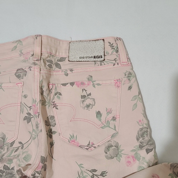 Big Star 1974 Alex Mid Rise Skinny Light Pink Floral Jeans Size 26 - Picture 11 of 12